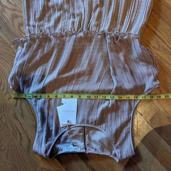 NWT‎ Skies are Blue Medium Tan w/ Silver Thread Cinch Waist Midi Tank Top Dress - Picture 11 of 12